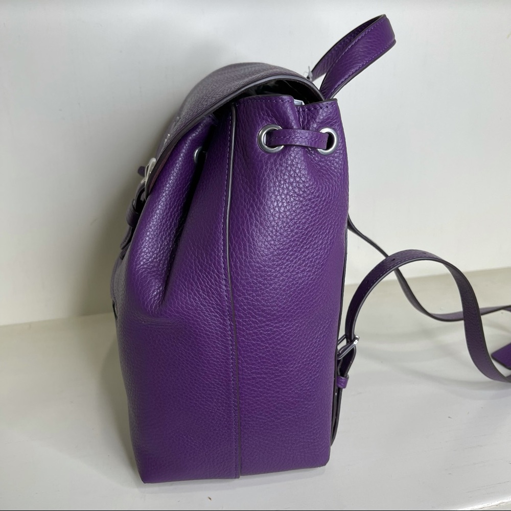 New! Coach Kleo Backpack Dark Amethyst Purple Pebble Leather Bag NWT $428 - Picture 2 of 6